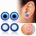 Lottoy 1 Pair Unisex Weight Loss Blue Eyes Shape Ear Stud, Healthy Magnetic Therapy Earrings 10mm, No Piercing