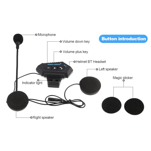 Yosoo Health Gear BT12 Motorcycle Intercom Kit Handsfree Bluetooth Headset, Motorcycle Bluetooth Headset, Headset with Speakers Earphones, Support Hands-free Calls