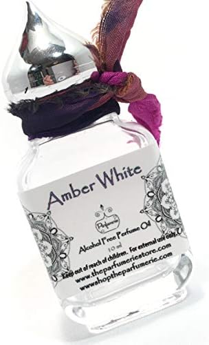 1/3 oz. Bottle of Amber White Grade A Perfume Oil Alcohol Free (Arabesque Style Bottle) (Gift 10ML Bottle)