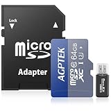 AGPTEK 64GB Micro SD Card UHS-I U3 with Card Reader, Compatible with AGPTEK Mp3 Player