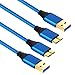 Note 3 Charger Cable, Besgoods 2-Pack Braided USB 3.0 Charge Data Cable (6 Feet) - A Male to Micro B Cable Cord for External Hard Drive, Samsung Galaxy S5, Note 3, Blue