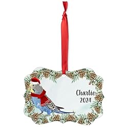 Blue Yellow Budgerigar Christmas Ornament 2024