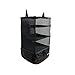 Grand Fusion Stow-N-Go Portable Hanging Travel Shelves, Packing Organizer for Luggage. Carry on Closet for Clothes. Expandable Packing Cube. Travel Essentials. (Black - L, L = (L) 11.8