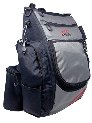 Red Feather Disc Golf Backpack - 20+ Disc Capacity with Matching Rainfly - Extra Storage and 2 Water Bottle Holders