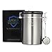 Java Shield Coffee Container – Airtight Canister with co2 Valve for Freshness – Large Stainless Steel Container with Scoop - Keep Beans and Ground Coffee Fresh Longer – Built-In Calendar Wheel