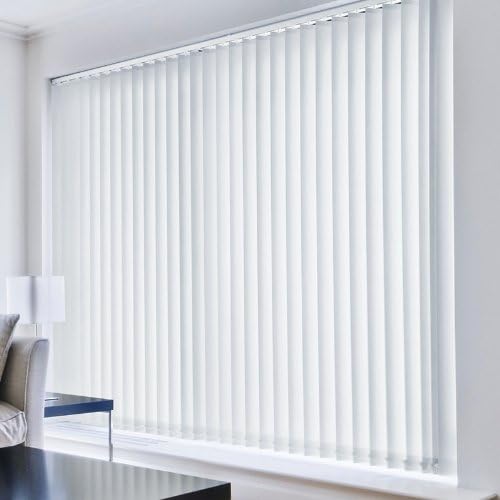 Plain Fabric Vertical Blind Complete Set [White (Fabric), 210cm x 240cm]