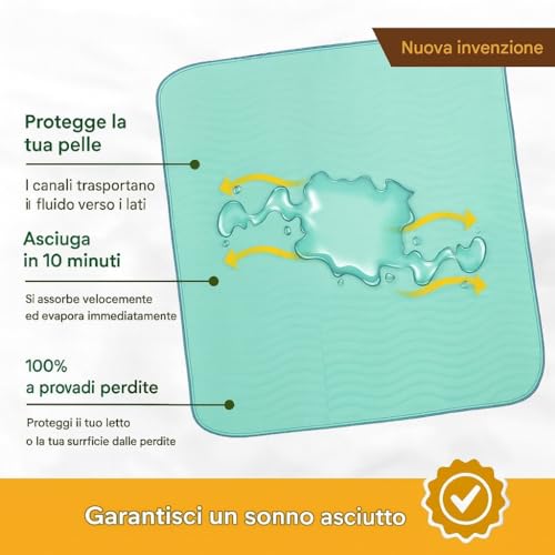 Traversa Bed Seniors 90 x 160 – QUIMED ITALIA Waterproof Washable Underside Bed Absorbent Up to 2400 ml/m², Reusable up to 500 Washes, Hypoallergenic, Mattress Protector for Incontinence