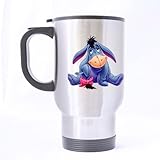 Cutest Eeyore The Pooh Custom Personalized Travel Mug Sports Bottle Coffee Mugs Silver 14 OZ Office Home Cup Two Sides Printed