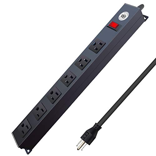 6Outlet Metal Power Strip, 6ft Long Extension Cord Heavy Duty Surge