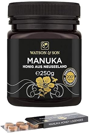 Watson & Son Manuka Honig MGO 200+ 250g + gratis Manuka Lutschtabletten 20g MGO 400+ | Zertifizierte Premium Qualität aus Neu