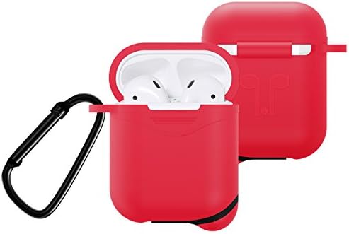 Silicone Cover for Apple AirPods 2/1 Charging Case, Crash Scratch Resistant Silicon Skin with Keychain for Air Pods Earbuds Case (Red)