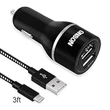 ONSON Car Charger,24W 4.8A Rapid Dual Port USB Car Charger Adapter +3FT Apple Lightning Cable Charging Cord for iPhone 7/7 Plus,6/6S/6 Plus/6S Plus,5S/5,iPad,iPod Nano 7(Black)