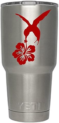 Hummingbird Flower Decals(Red) for Yeti cups (Tumbler not included) - Sticker for Tumbler - Decals for tumblers - Cup Decals - Mug Decals - Car Sticker - Car Decal - Window Sticker - Auto decals(Red)