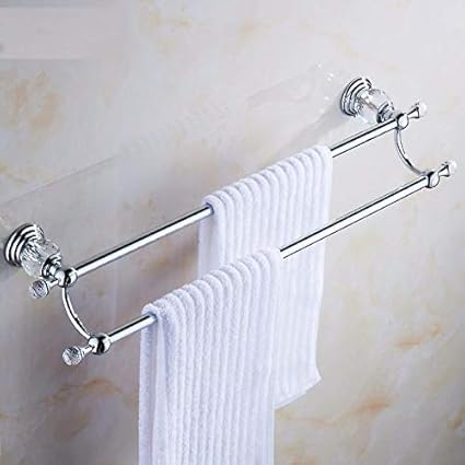 XZZJZ Toallero Cobre Europeo Cromo Cristal Plata Doble Polo ...