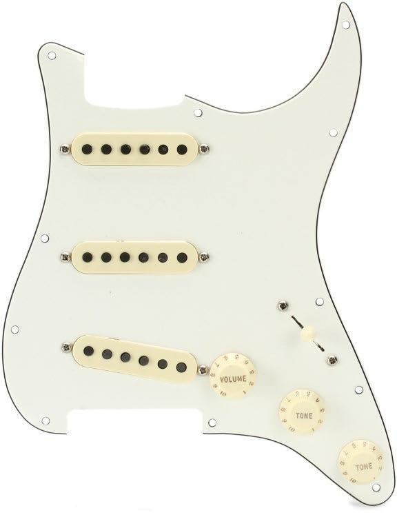 Fender Pre-Wired Strat Pickguard with Tex-Mex Pickups, SSS Configuration, Alnico 5 Magnets, Easy Installation, Parchment White