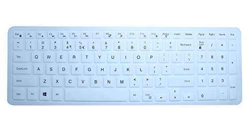 CaseBuy Keyboard Silicone Cover Protector Skin for Dell Inspiron 15 3000 5000 i3541 15-3542 15-3543 15-3551 15-3552 15-5545 15-5547 15-5548 15-5555 15-5558 15-5559 15-7559 17-5748 17-5749 17-5755 17-5758 17-5759 US Layout(White)