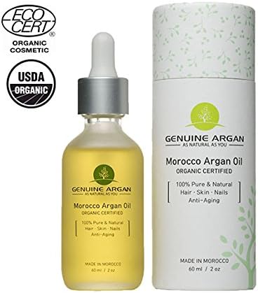 GENUINE ARGAN OIL ORGANIC CERTIFIED BY ECOCERT 100% PURE &amp; NATURAL FOR HAIR, BODY, NAILS &amp; ANTI-AGING SERUM.