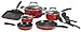 T-fal C112SC Signature Nonstick Expert Thermo-Spot Heat Indicator Dishwasher Safe Cookware Set, 12-Piece, Red - 2100095857