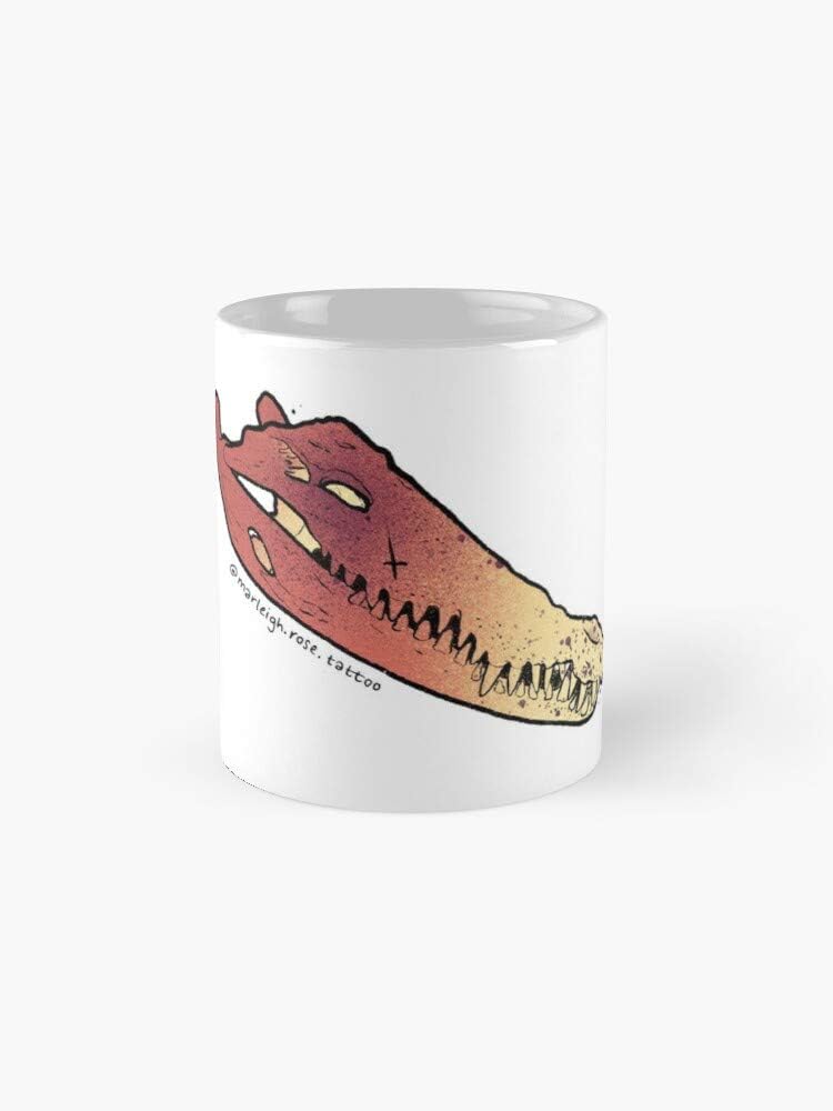 crocodile skull {desert}/ 11oz White Ceramic Mug, Made In USA, Housewarming Gift, Birthday Gift, Funny Meme Gift