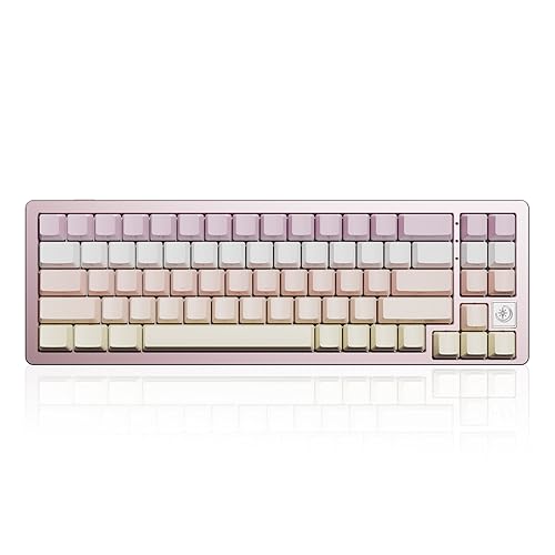 YUNZII AL71 75% Mechanical Keyboard, Full Aluminum CNC, Hot Swappable Gasket, 2.4GHz Wireless BT5.0/USB-C Wired Gaming Keyboard,NKRO Programmable RGB Backlight,for Win/Mac(Pink,Silent Switch)