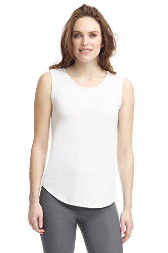 Rekucci Women's Soft Jersey Knit Sleeveless Tank Top (S-XXL) (Medium,White)