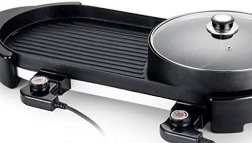 review SPLY DTEM Barbecue Electric Barbecue Pot with hot Pot 2-in-1, Indoor/Outdoor 1500 watt Electric Oven/teppanyaki Electric Barbecue Grill/hot Pot, smokeless Electric Heating Pot