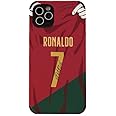 Slrioks Ronaldo Jersey Phone Case Creative Soccer Case for iPhone 13 Pro Thin Soft Imitation Leather Shockproof