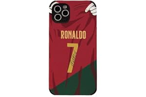 Slrioks Ronaldo Jersey Phone Case Creative Soccer Case for iPhone 13 Pro Max Thin Soft Imitation Leather Shockproof