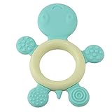 Biubee Cute Tortoise Design Teether Ring Baby Teething Toys - Food Grade Silicone Infant Soother, BPA Free Blue