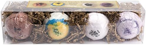 MakersKit All-Natual Bath Bomb Collection- 4 Large Bath Bombs Made with Organic Shea Butter (The Garden Collection- Rose Petal, Jasmine, Lavender, Wildflower)