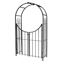 Panacea Products Arched Top Garden Arbor with Gate, Brushed Bronze