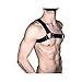 TOPFUR Men's Adjustable Leather Body Chest Half Harness Belt High Elastic(005,black5)