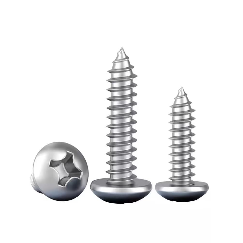 SYDARSYN Stainless Steel Self Tapping Screws Cross Round Head Screws Wood Screws M4x20mm (50 pcs)