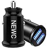 Lot de 2, Mini Chargeur Voiture Allume Cigare USB 2 Ports pour iPhone 8/X/7/6s/6/Plus/X/XS/XR/11/12/Pro, Samsung Galaxy…