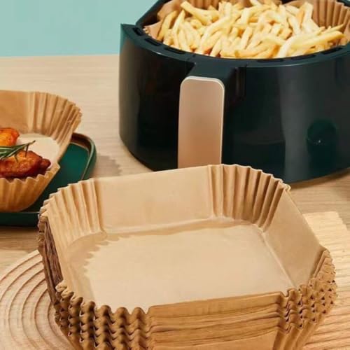 Kit 150 Forma de papel para AirFryer - Forma Descartável Papel Quadrada Antiaderente Protetor à Prova De Gordura Para Fritadeira Sem Óleo - Tamanho Universal - Upshop