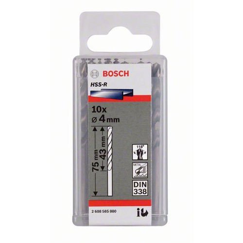 Bosch 2608596573 4.7 x 47 x 80 mm HSS-R Din 338 Metal Drill Bits (10-Piece)