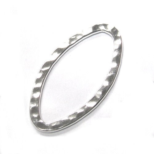 1pc .925 Sterling Silver Oval Almond Hammered Link Chandelier Earrings Pendant Connector 27mm / Findings / Bright