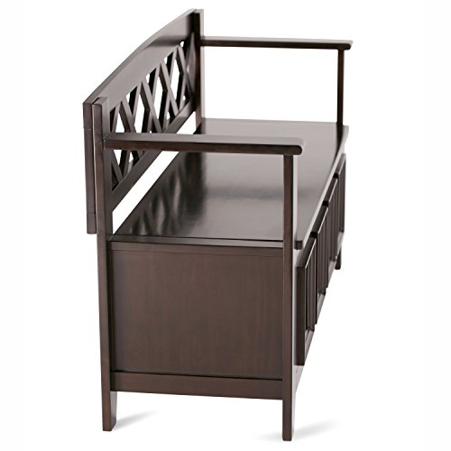 Amherst Solid Wood 48 inch Wide Transitional Entryway Storage Bench in Dark Brown