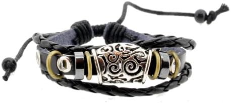 Unisex Charm Beads Hawaiian Surfer Style PU Leather Bracelert Wristband (Mayan Beads)