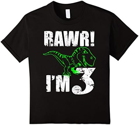 Kids  Kids 3rd Dinosaur Birthday T-Shirt for 3 Year Old Boys 4 Black