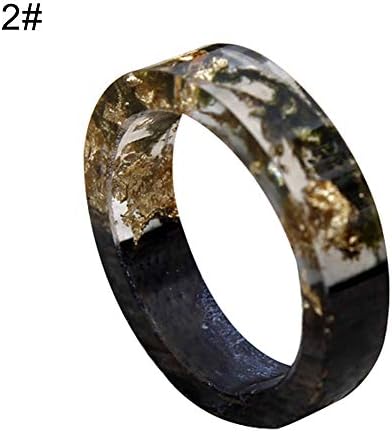 vimbhzlvigour Women Jewelry Decor Handmade Wood Resin Foil Flower Plants Finger Ring