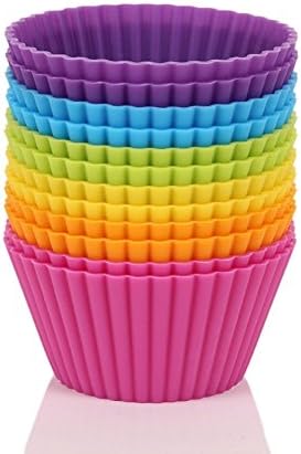 Homemade cupcake 12 Pack with 6 Colors Silicone Baking Cups Cupcake Liners Truffle Cups