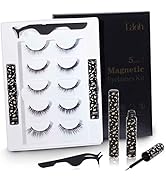 LASHIDOL 5 Pairs Magnetic Eyelashes Set with Magnetic Eyeliner Kit, Reusable 3D Magnetic False La...