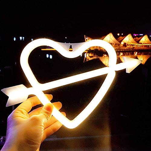 XIYUNTE Cupid Bow Neon Light Sign Led Wall Light Battery or USB Operated White Neon Signs Cupids Bow Light up for Kids Room,Party,Bar,Valentine's Day,Wedding,Christmas