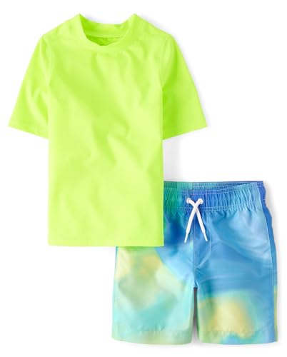 The Children's Place,Boys,Short Sleeve Rashguard and Swim Trunk 2-Piece Set,Bub…