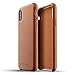 Mujjo Full Leather Case for iPhone Xs, iPhone X | Premium Genuine Leather, Natural Aging Effect | Super Slim, Leather Wrapped, Wireless Charging (Tan)