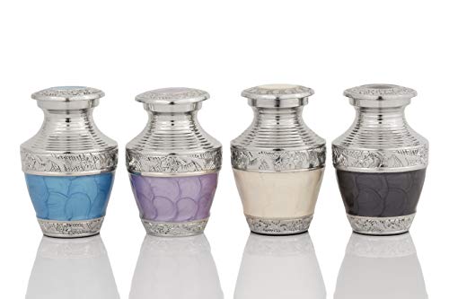 Enshrined Memorials Cremation Urn for Ashes - Artemis Series Affordable Solid Brass Metal Quality Handcrafted for Human Funeral Burial Large 10 inch & Keepsake Bundle, Lavender Purple - Thumbnail 4