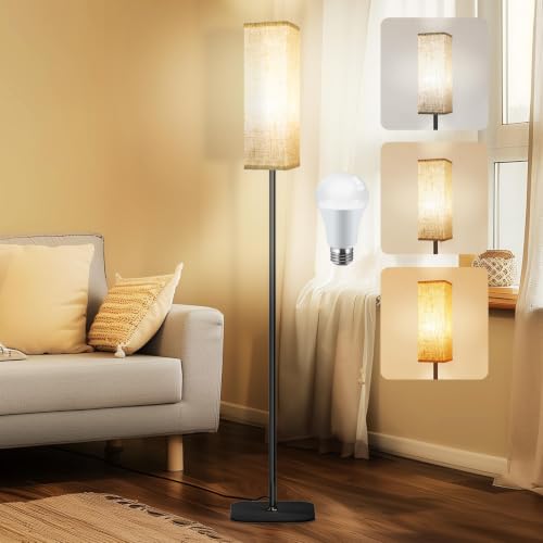Luminária de Chão para Sala, Moderna Abajur Chão com 9W Lâmpada de LED, 3 Temperaturas de Cor, Abajur de Chão para Quarto, Escritório, Sala de Aula, Dormitório - 110V/240V