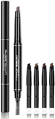 Meifen fashion durable waterproof automatic rotating eyebrow pencil, 1 + 4 replaceable refills, 5 colors optiona (Brown)
