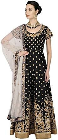 Aashima Fab Store Indian Women Designer Party Wear Traditional Anarkali Salwar Kameez In Black Banglori Silk